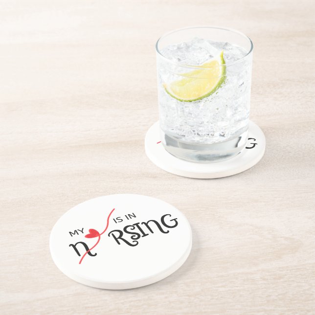 My Heart Is In Nursing Drink Coaster (Side)