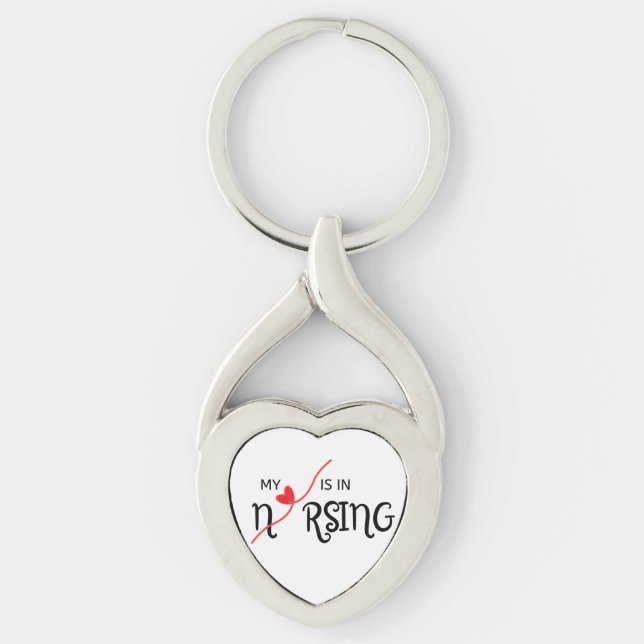 My Heart Is In Nursing Heart Key Chain (Front)