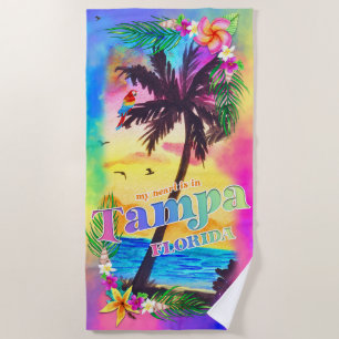 My Heart is in Tampa Beach Towel