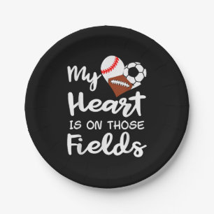 My Heart Is On Fields Baseball Soccer Football Pla Paper Plate