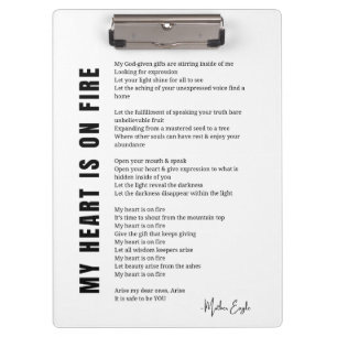 My heart is on fire encouragement poem poetry post clipboard