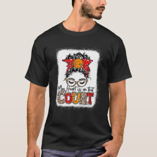 My Heart Is On That Court Basketball, Leopard Bask T-Shirt