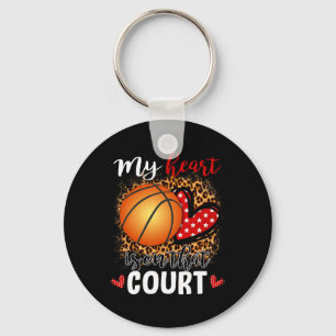 My Heart Is On That Court Bysketbyll Leopard Patte Keychain