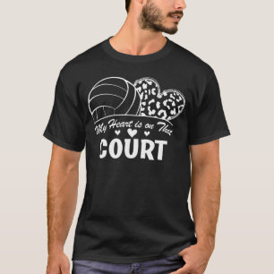 My Heart Is On That Court Cute Volleyball Boy Mom T-Shirt