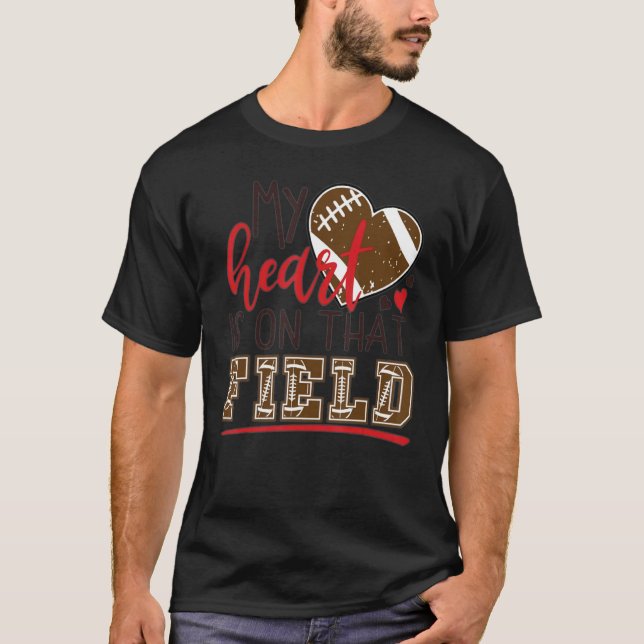 My Heart Is On That Field Football Mom Leopard Fun T-Shirt (Front)