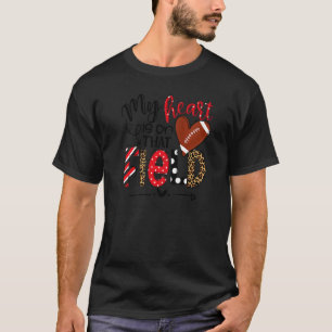 My Heart Is On That Field Football Mom Leopard Mot T-Shirt
