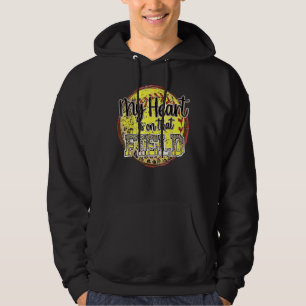 My Heart Is On That Field Leopard Softball Mom Mot Hoodie