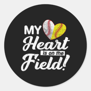 My Heart Is On That Field Sell Softll Mom Mothers  Classic Round Sticker