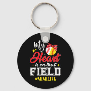 My Heart Is On That Field Softbyll Bysebyll Mimi  Keychain