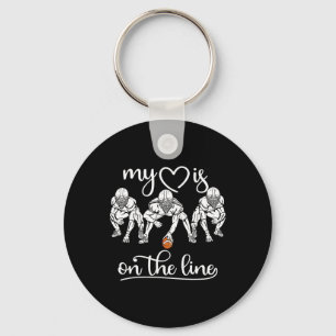 My Heart Is On The Line Offensive Lineman Vintage Keychain