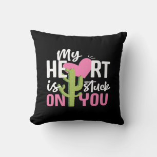My Heart Is Stuck On You Cactus Heartfelt Design  Throw Pillow