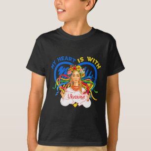 My Heart Is With Ukraine Pray For Ukraine Woman Tr T-Shirt