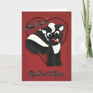 My heart is yours, Cute little Skunk with flying h Holiday Card