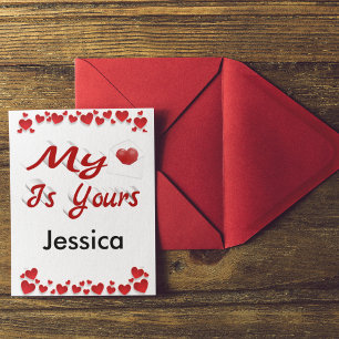 My Heart is Yours Personalized Valentines Day Card