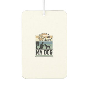 My Heart My Dog Vintage Engraving Dog Lover Design Air Freshener
