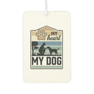 My Heart My Dog Vintage Engraving Dog Lover Design Air Freshener
