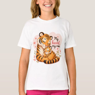 My Heart, My Mom: Cute Tiger Mother and Cub T-Shirt