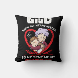 My Heart Needed Love So He Sent Me My Grandkids Throw Pillow