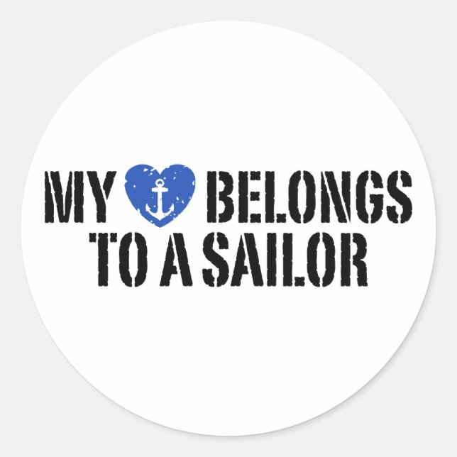 My Heart Sailor Classic Round Sticker (Front)