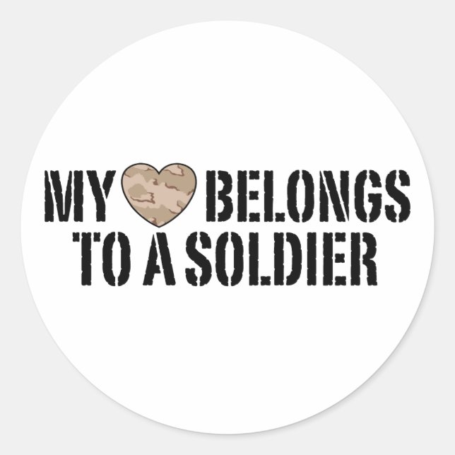 My Heart Soldier Classic Round Sticker (Front)