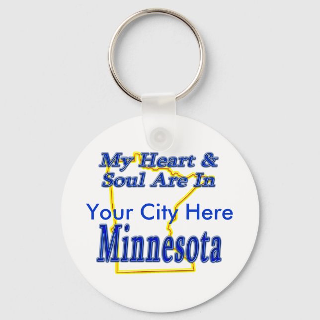 My Heart & Soul Are In Minnesota Keychain (Front)