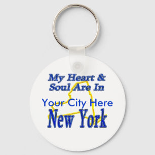 My Heart & Soul Are In New York Keychain
