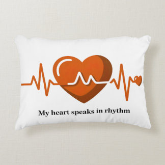 My Heart Speaks in Rhythm EKG Heartbeat Accent Pil Pillow