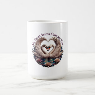 My Heart Swims Only for You Swan Heart T-Shirt Coffee Mug