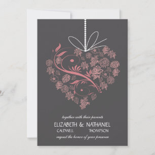 My Heart Tied To You Wedding Invitation - charcoal