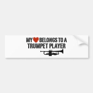 My Heart Trumpet Player Bumper Sticker