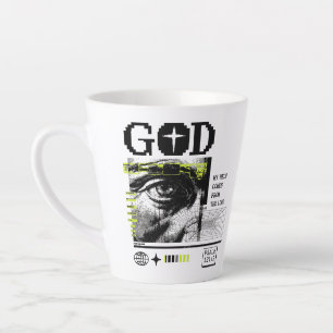 My help comes from the Lord Psalm 121:2 retrowave Latte Mug