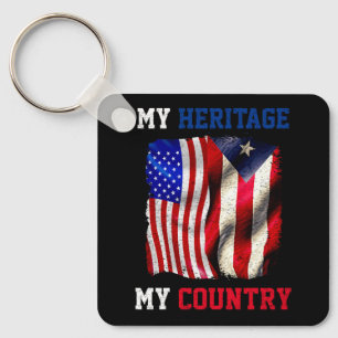 My Heritage My Country Cuban American Flag Indepen Keychain