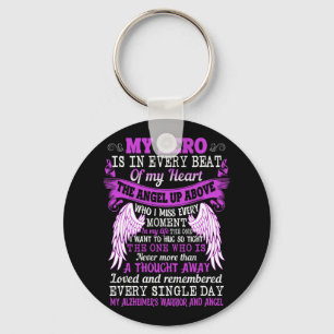 My Hero Is Heart Angel Thought Alzheimer's Warrior Keychain