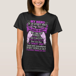 My Hero Is Heart Angel Thought Alzheimer's Warrior T-Shirt