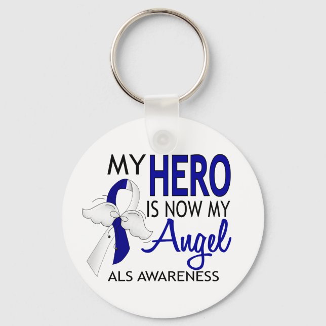 My Hero Is My Angel ALS Keychain (Front)