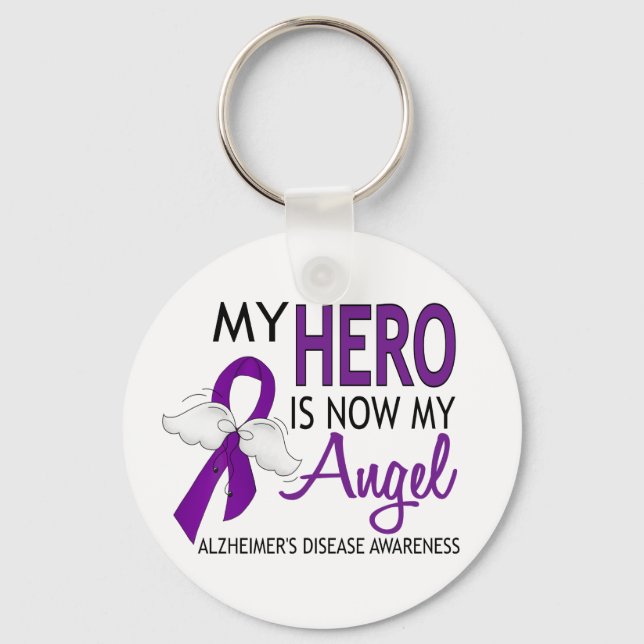 My Hero Is My Angel Alzheimer's Disease Keychain (Front)