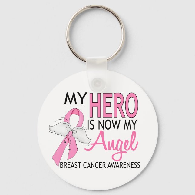 My Hero Is My Angel Breast Cancer Keychain (Front)