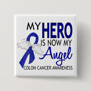 My Hero Is My Angel Colon Cancer 2 Inch Square Button