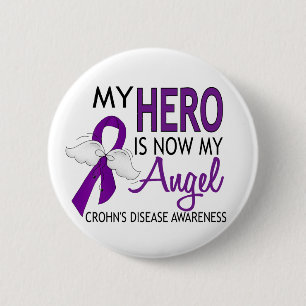 My Hero Is My Angel Crohn's Disease 2 Inch Round Button