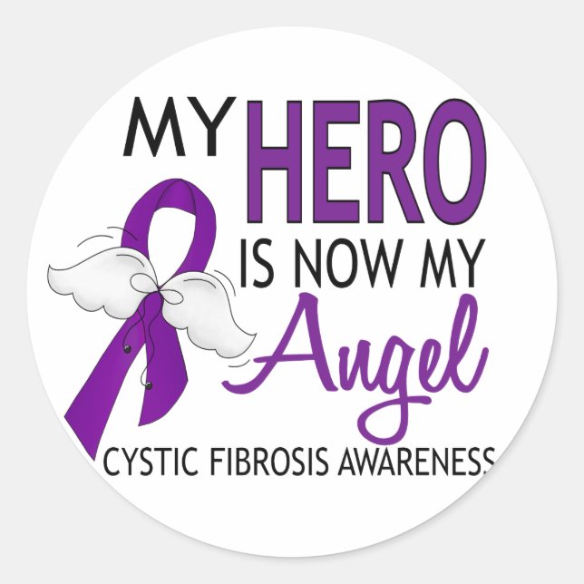 My Hero Is My Angel Cystic Fibrosis Classic Round Sticker (Front)