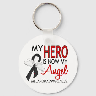 My Hero Is My Angel Melanoma Keychain
