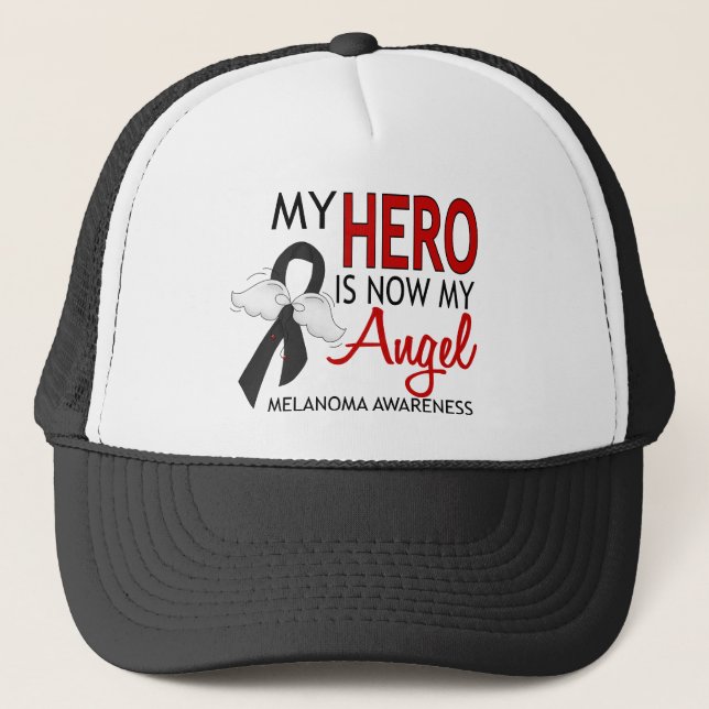 My Hero Is My Angel Melanoma Trucker Hat (Front)