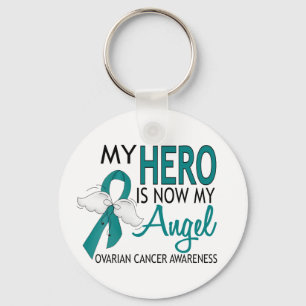 My Hero Is My Angel Ovarian Cancer Keychain
