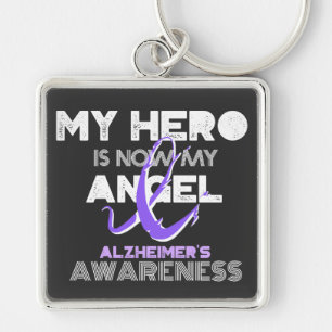 My Hero Is Now My Angel - Alzheimer's Awareness Keychain