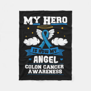 My Hero Is Now My Angel Colon Cancer Blue Bowel Fleece Blanket