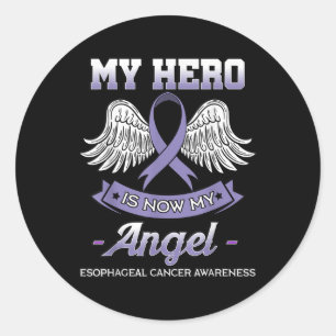 My Hero Is Now My Angel Esophageal Cancer Classic Round Sticker