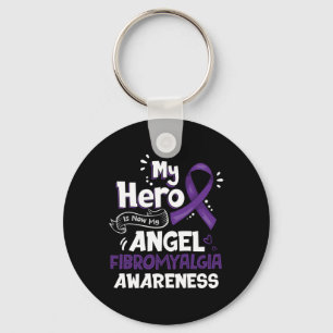 My Hero Is Now My Angel Fibromyalgia Awareness Gif Keychain