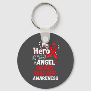 My Hero Is Now My Angel Heart Disease Awareness  Keychain