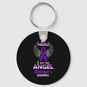 My Hero Is Now My Angel Heimerheimer's Awareness Keychain