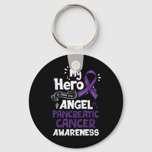 My Hero Is Now My Angel Pancreatic Cancer Keychain